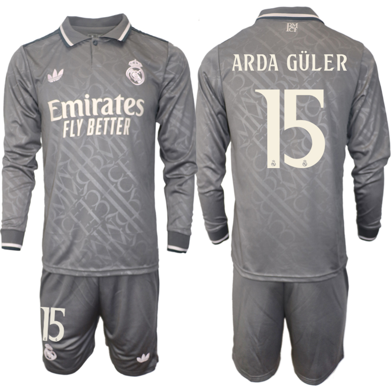 Men 2024-2025 Club Real Madrid away Long Sleeves Grey #15 Soccer Jersey